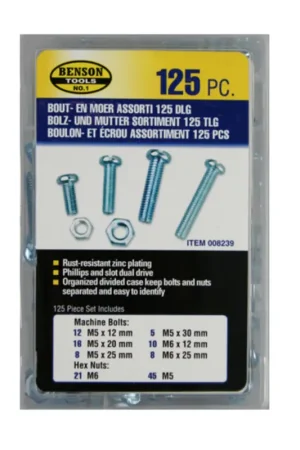 Populair Bout- en Moer Assortiment 125 dlg